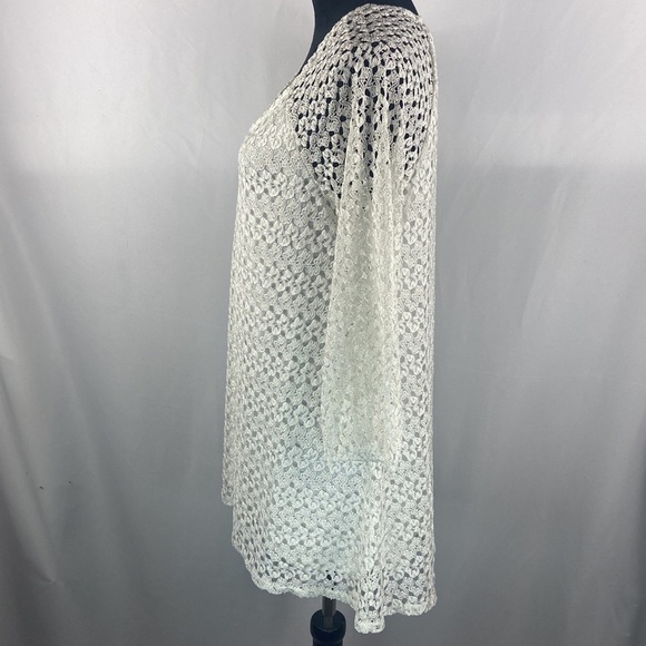 Notations White Lace Long Sleeve Crotchet Mini Dress - Picture 6 of 9
